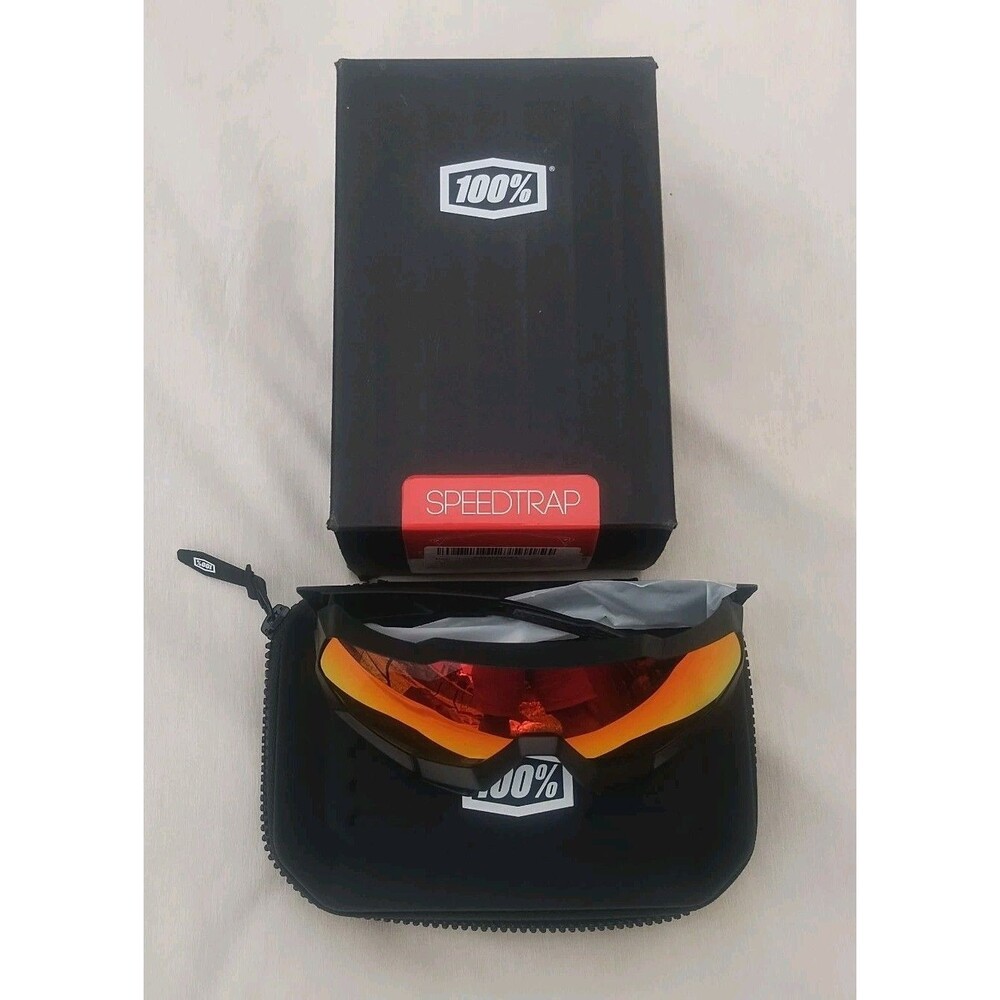 New 100% SPEEDTRAP Sunglasses | Soft Tact Black / HiPER Red ML Mirror Lens